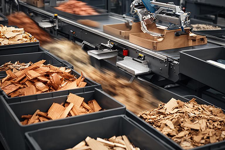 Sorted industrial materials moving through a measured production flow with minimal waste