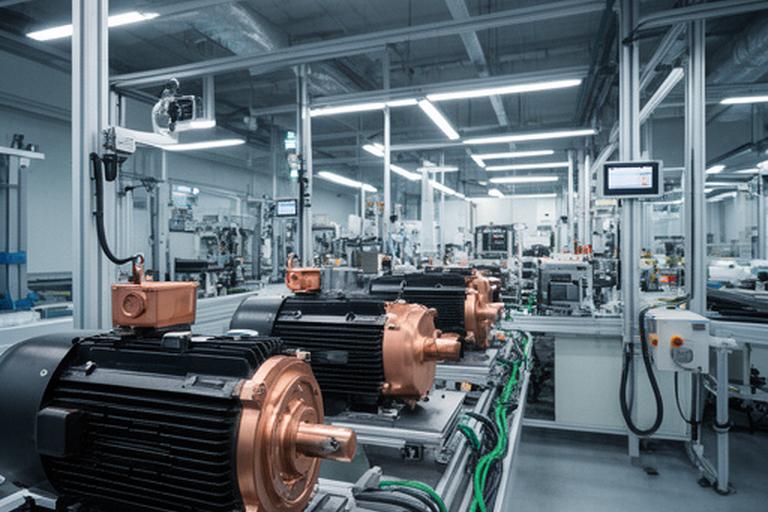 Energy-efficient motors and monitored lighting operating on a clean manufacturing line