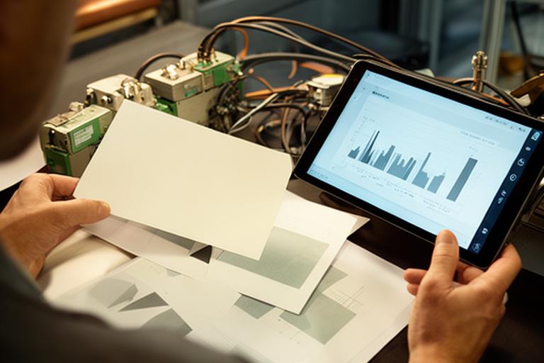Analyst comparing production records with sensor readings during a data-driven efficiency audit