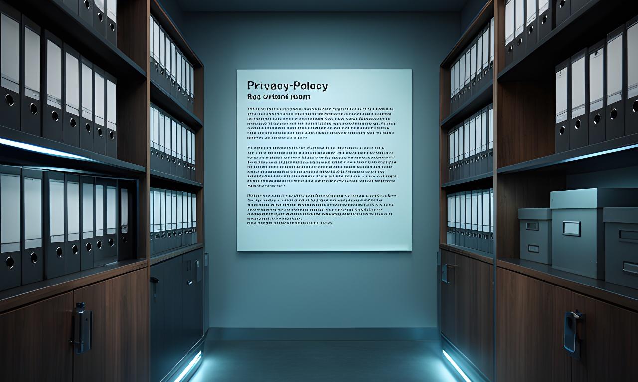 Close view of a secure records room with organised files and soft blue lighting