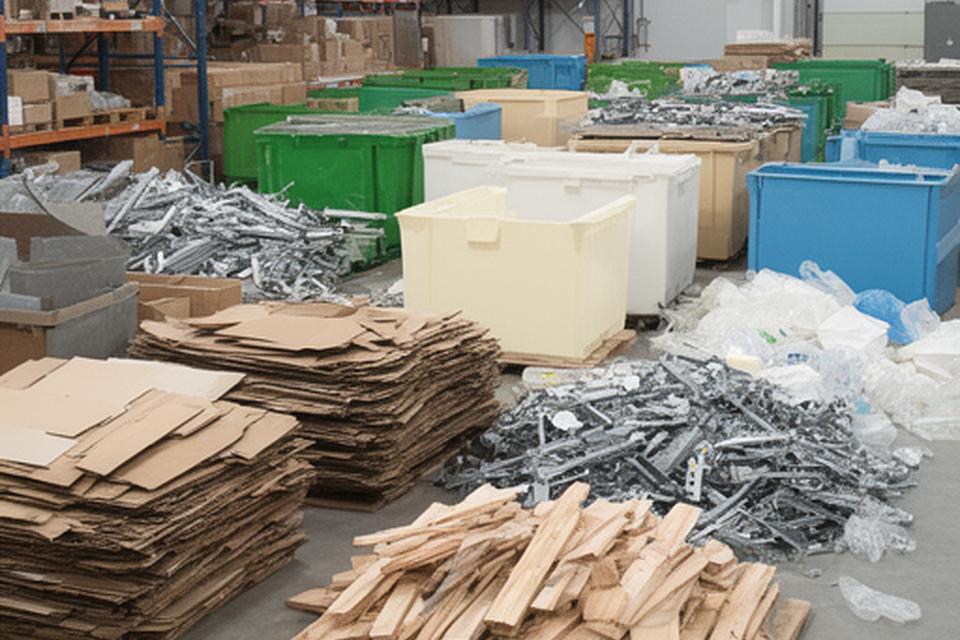 Sorted reusable materials prepared for an efficiency audit in a commercial facility